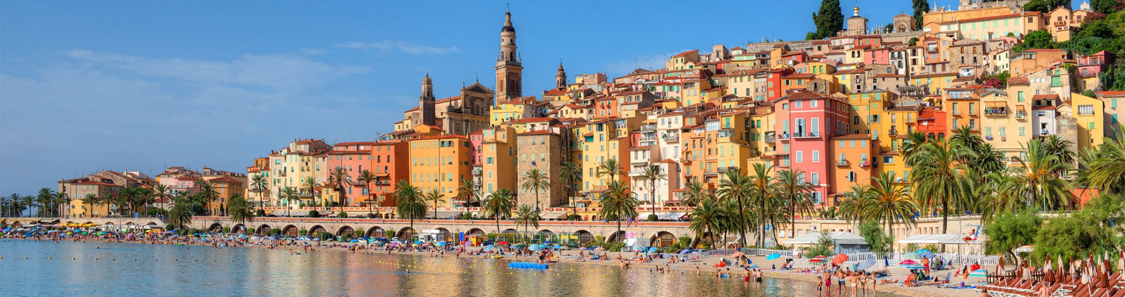 Panoramautsikt över Menton, Franska Rivieran